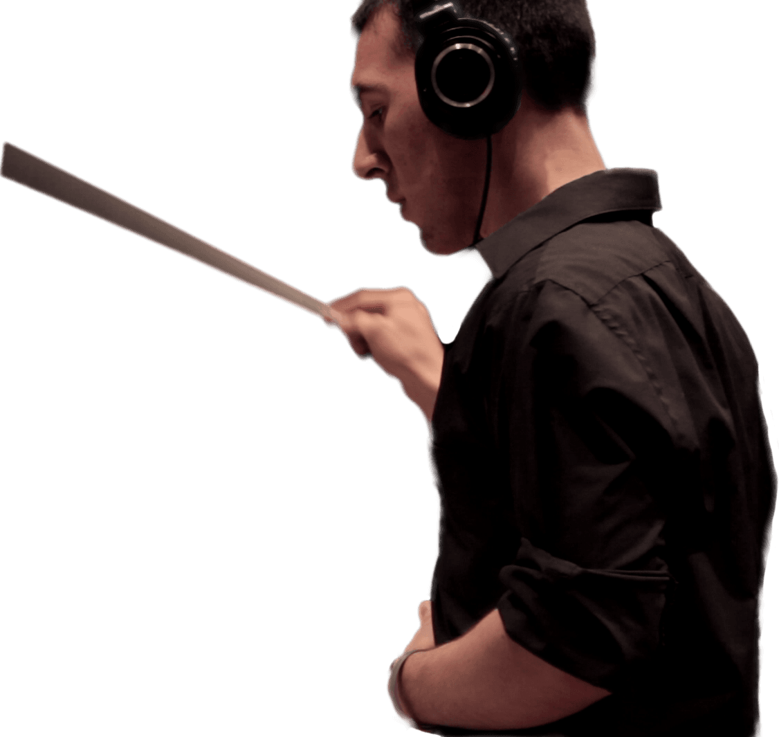 Dillon DeRosa conducting a recording session