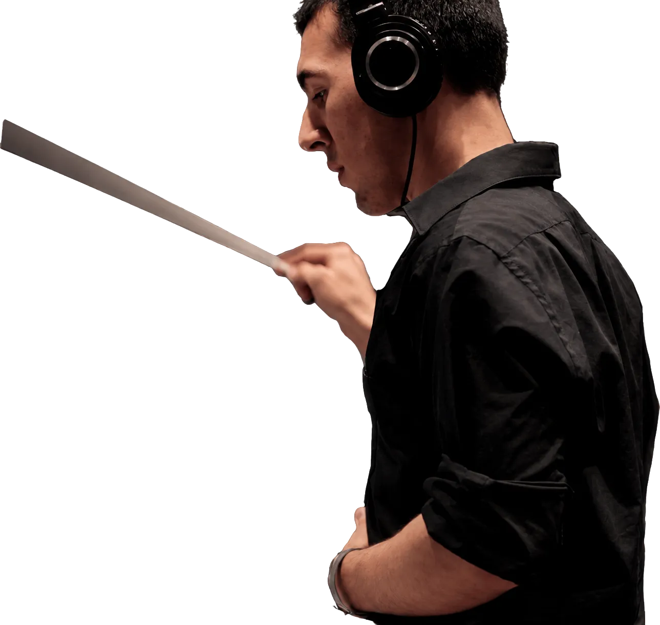 Dillon DeRosa conducting a recording session